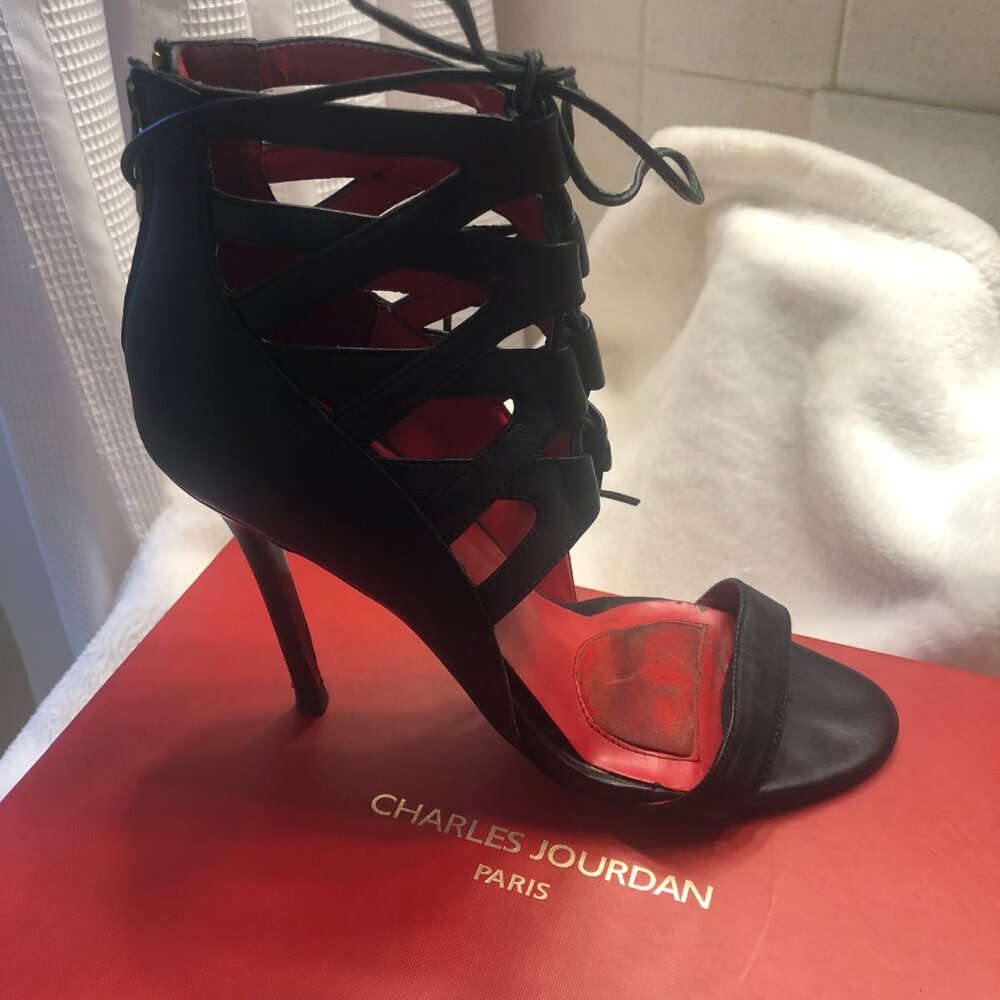 Charles Jourdan 💋 Lace-up Black Heels US 8 - Picture 12 of 15